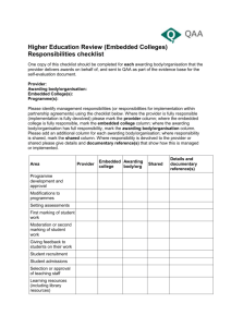 (Embedded Colleges) Responsibilities checklist