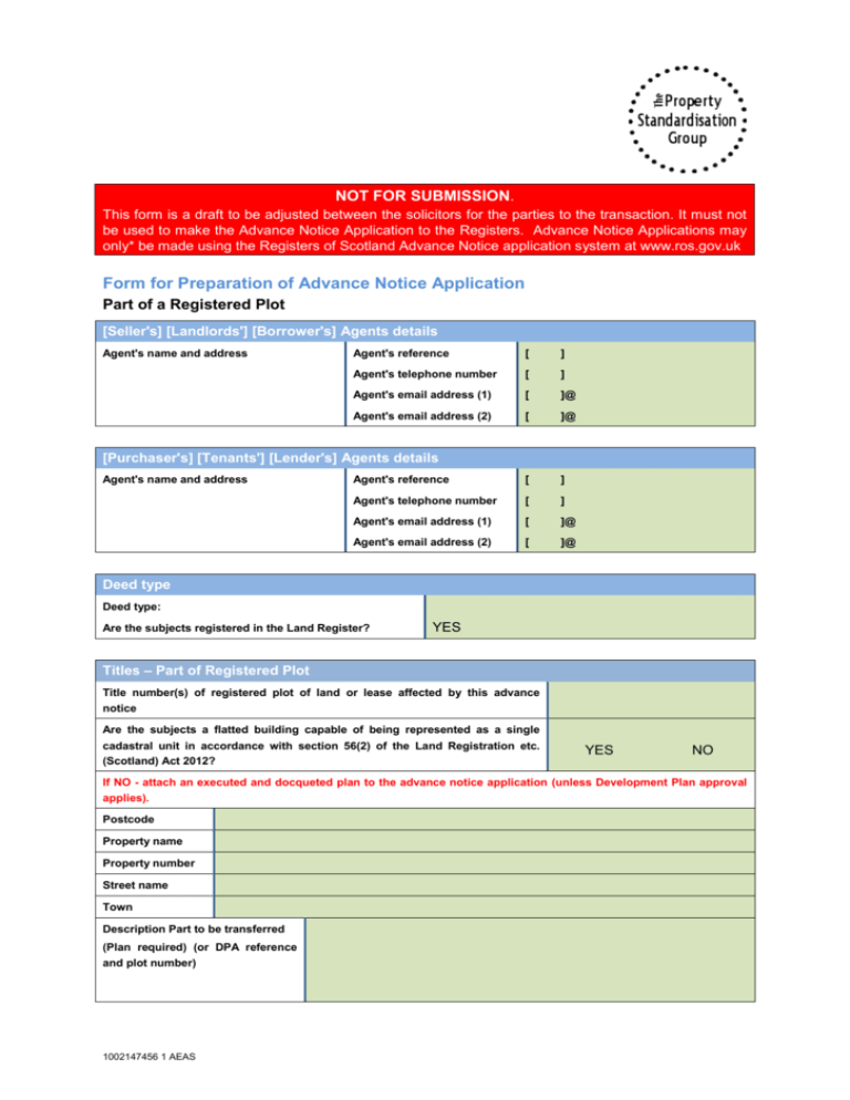 Form For Preparation Of Advance Notice