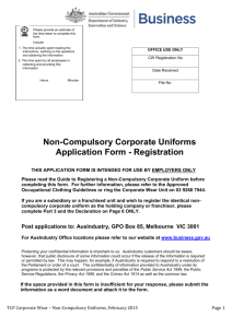 Corporatewear Register application form