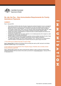 New Immunisation Requirements for Family