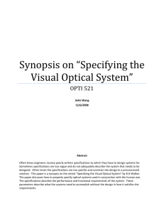 Synopsis on *Specifying the Visual Optical System*