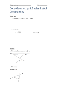 4.5 Proving Triangles Congruent by ASA and AAS