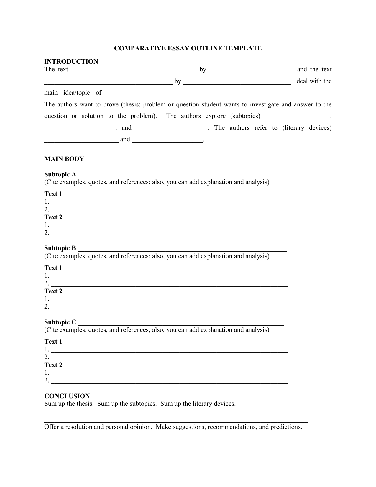 comparison essay format