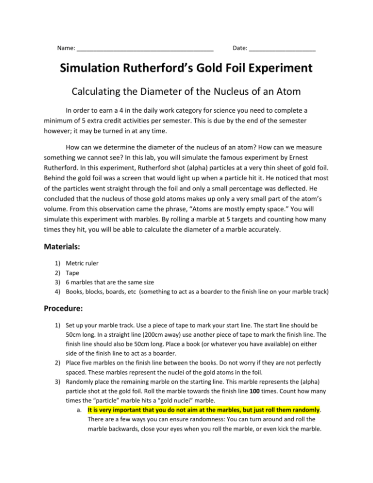 Simulation Rutherford`s Gold Foil Experiment