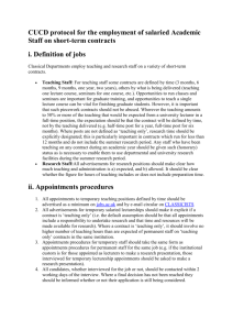 Protocol for the employment of salaried Academic Staff on short