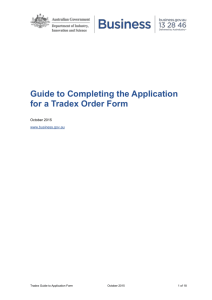 Guide to completing the Application for a Tradex Order Form