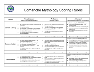 Comanche Mythology Project Scoring Rubric