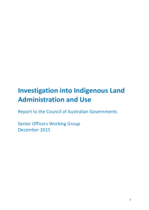 COAG Investigation into Indigenous Land Administration and Use