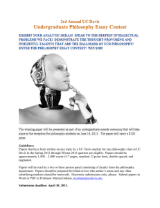 3rd Annual UC Davis Undergraduate Philosophy Essay Contest