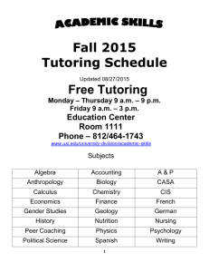 Fall 2015 Tutor Schedule