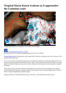 Tropical Storm Karen weakens as it approaches the Louisiana coast