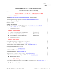 Earth sciences and cultural heritage evaluation sheet