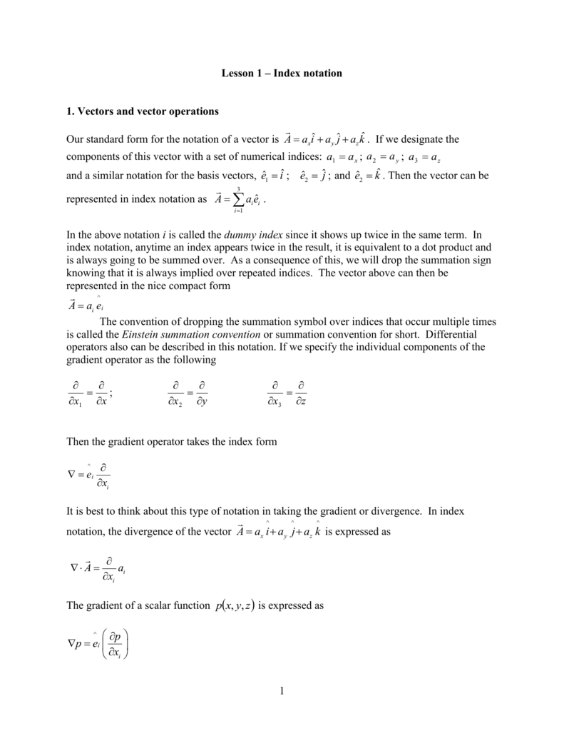 So513 Quick And Dirty Review Of Index Notation