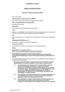 UNIVERSITY OF KENT MODULE SPECIFICATION SECTION 1
