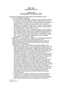 L4&5: Ontological Foundations of EAP