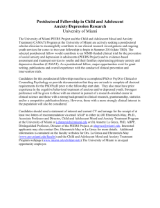 Postdoctoral Fellowship in Child and Adolescent Anxiety