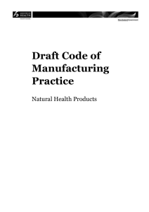 Draft Code of Manufacturing Practice: Natural Health Products
