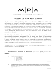 fellow of mpa application - Michigan Pharmacists Association