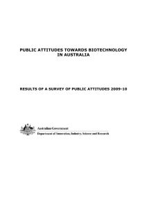 Public Attitudes Towards Biotechnology in Australia