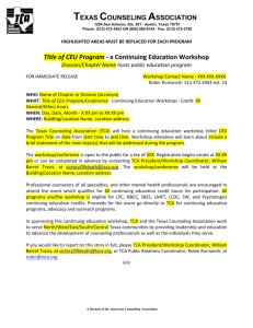 Title of CEU Program - a Continuing Education Workshop Division