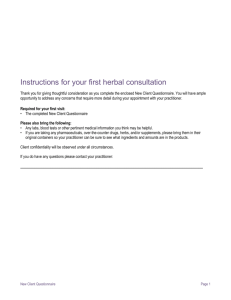 Herbal Medicine Faculty-Supervised Student Clinic