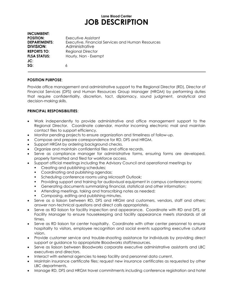 POSITION Executive Assistant