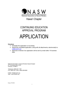 NASW-Hawaii Chapter Continuing Education Application