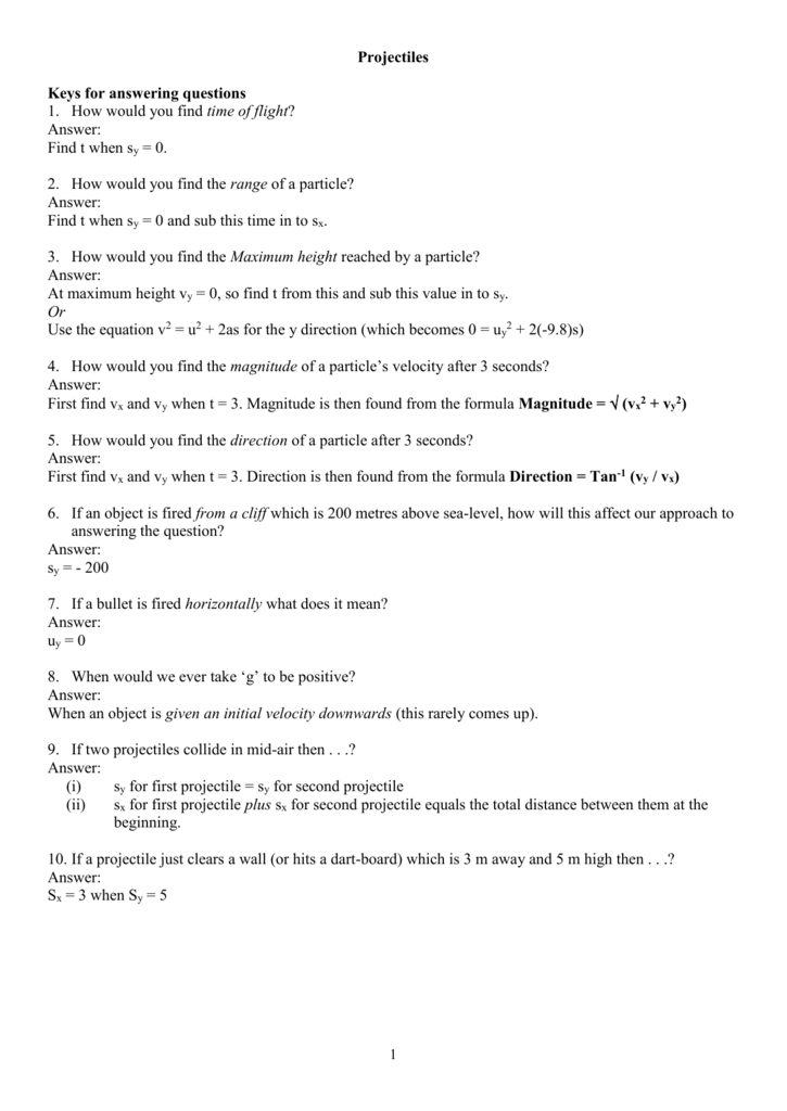 Q3 Projectiles Revision