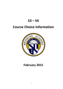 S3 – S4 Course Choice Information February 2015