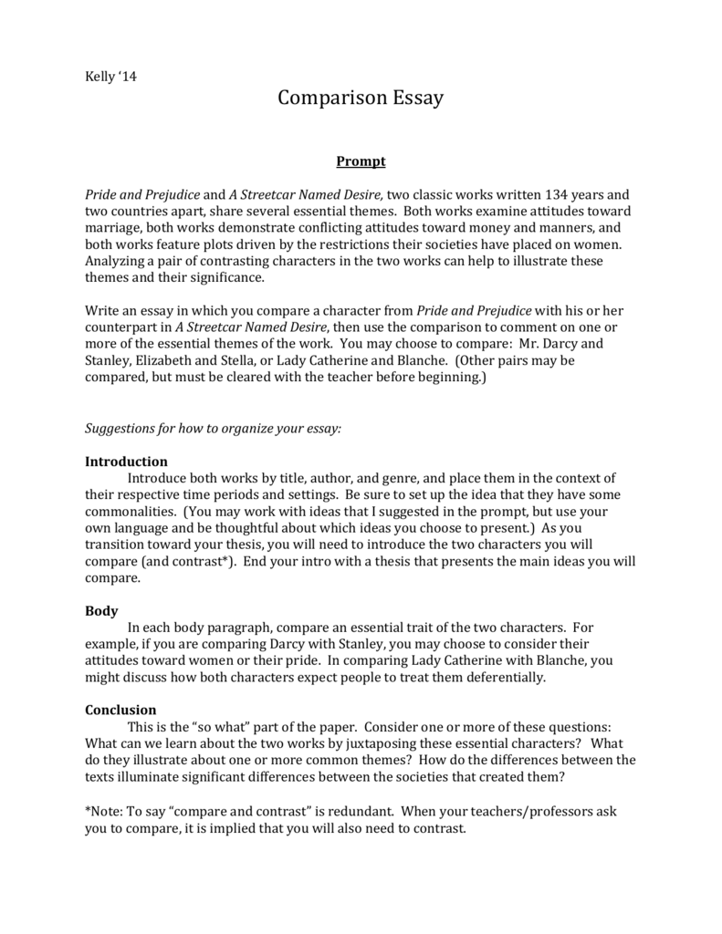 do character comparison essay