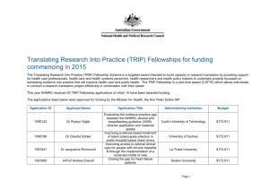 (TRIP) Fellowships for funding commencing in 2015