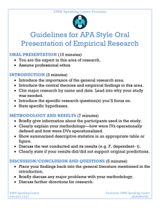 Guidelines for APA Style Oral Presentation of Empirical