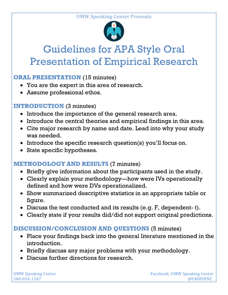 guidelines in oral presentation