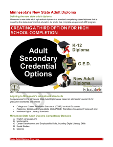 New State Adult Diploma Overview - Minnesota Adult Basic Education