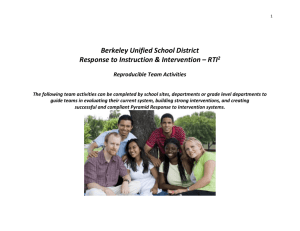 RTI Team Activities - Berkeley Unified School District