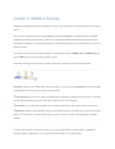 Creating or deleting formulas