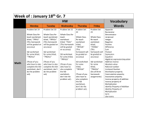 Grade 7 HW Sheet–Jan 25-29 - Central Queens Academy Charter