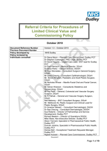 Referral Criteria for Procedures of Limited Clinical