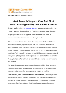 Press Release - 90% of Cancers Down to Environmental Factors