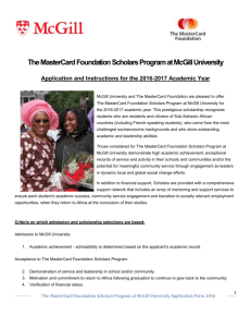 The MasterCard Foundation Scholars Program Application Form