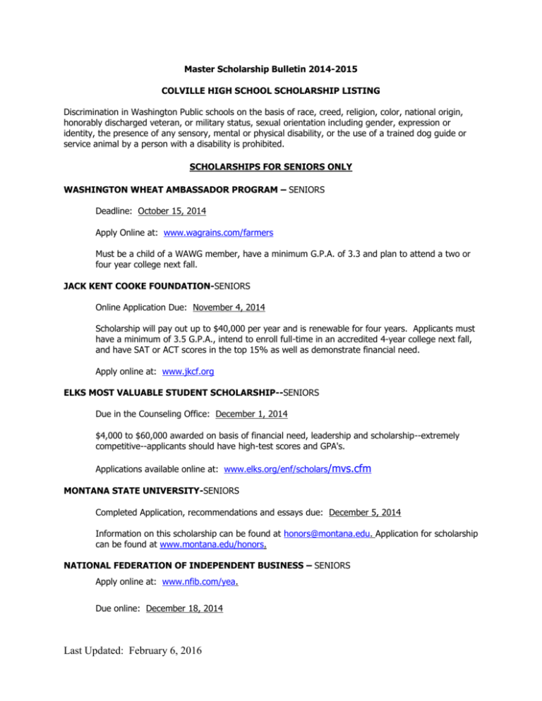 Scholarships For Seniors Only