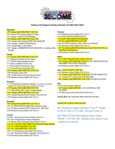 Palacios HS Chapter Activity Calendar for BPA 2014