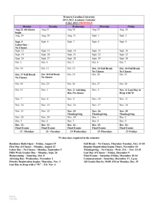 Proposed Academic Calendar for 2011-2012 and 2012-2013