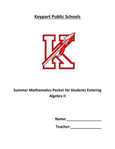 For Students Entering Algebra II