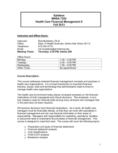 MHSA 7325 Health Care Financial Management II