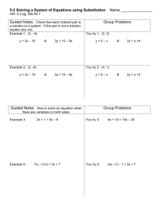DA 5-2 Solving Systems of Equations Using