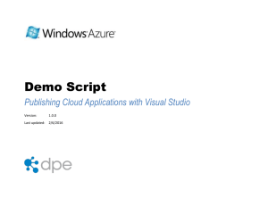 Demo Script - Publishing Cloud Apps