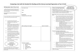 Reading Standard and Literacy Learning