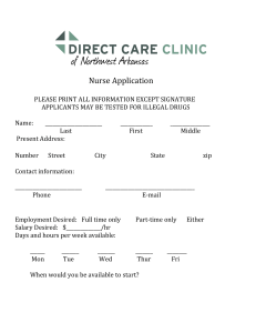 Nurse Application PLEASE PRINT ALL INFORMATION EXCEPT