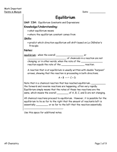 Equilibrium Constants & Expressions